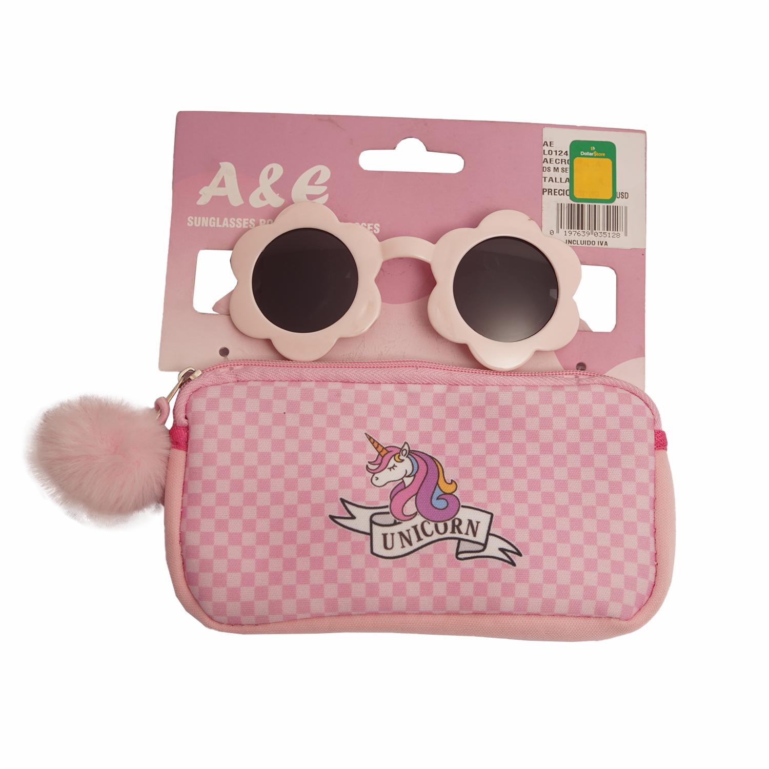 Set De Lentes Unicornio Rosado A&E Con Estuche