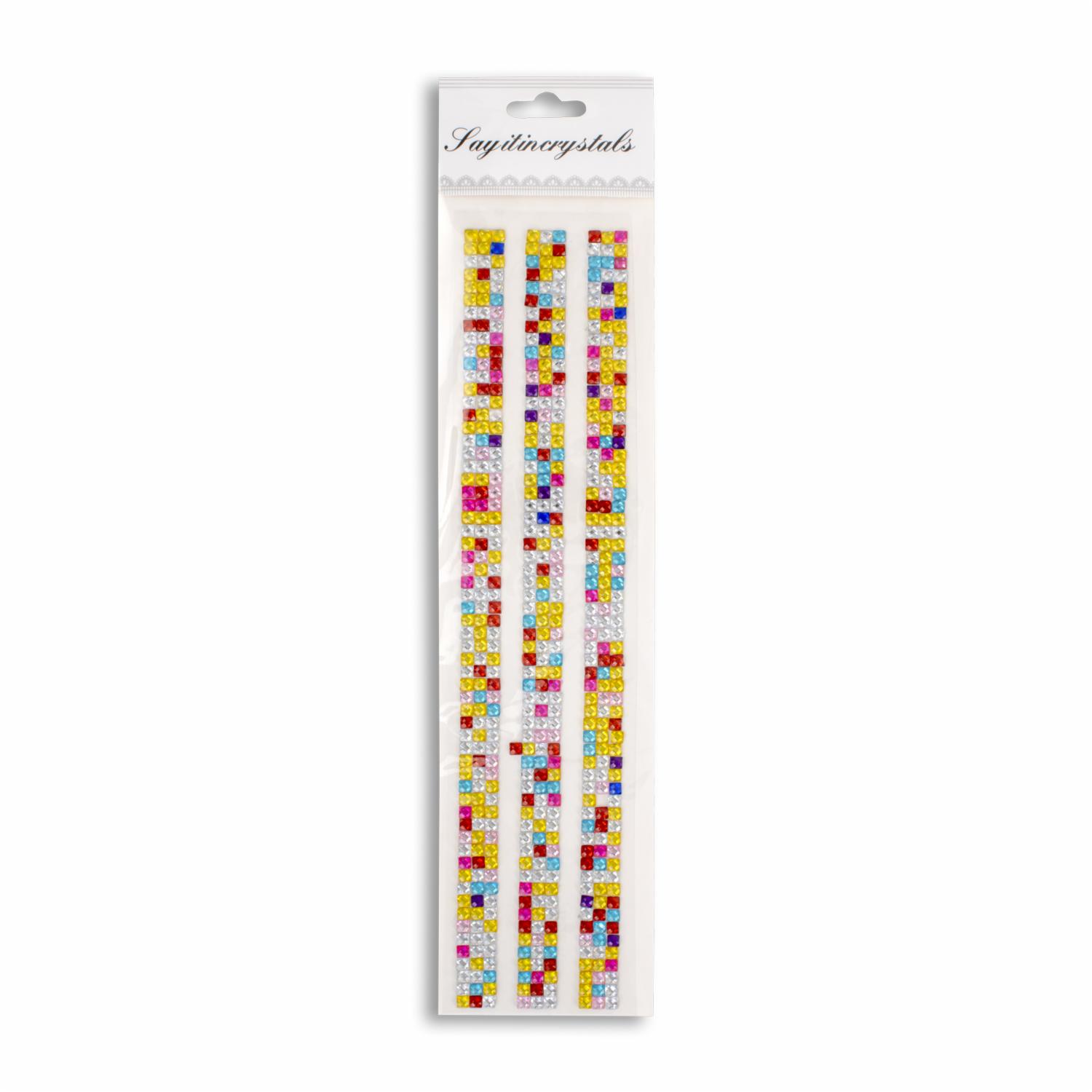 Adhesivo Cuadrado Multicolor Para Decorar LAYITINCRYSTALS Unidad