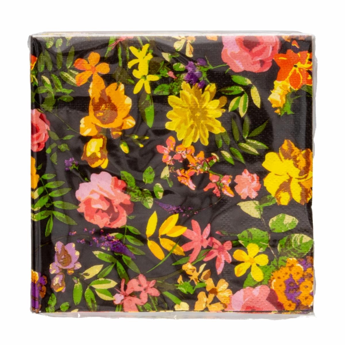 Servilleta Floral Negra 25 X 25 Cm DFHO X 20 Uds