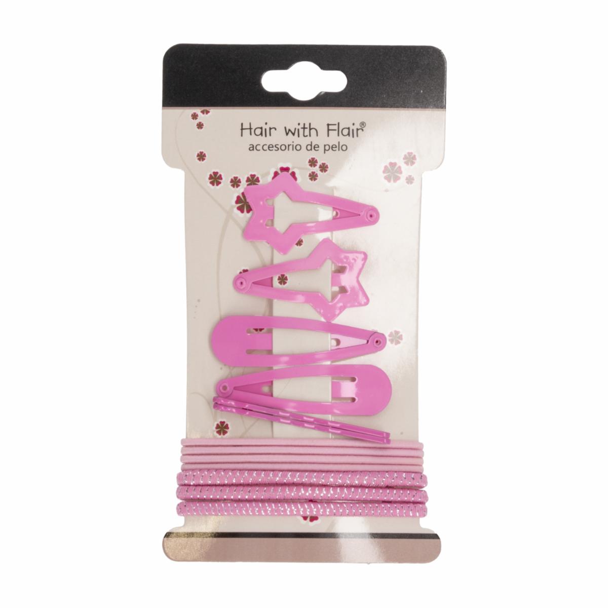 Accesorios Para Cabello Set De Ligas Y Vinchas Rosadas HAIR WITH FLAIR 13 Piezas