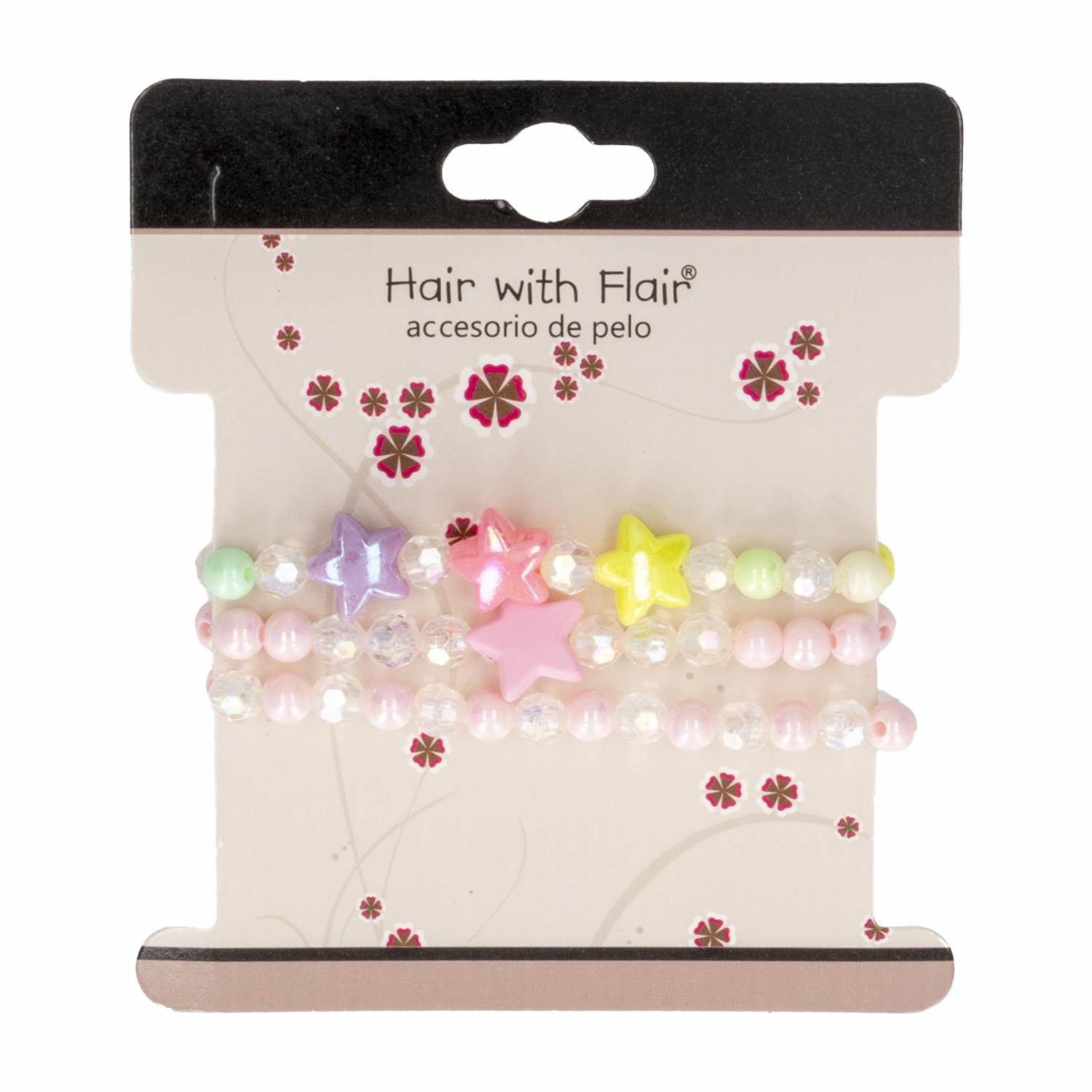Pulseras De Niñas Con Perlitas Y Florecitas HAIR WITH FLAIR X3 Uds