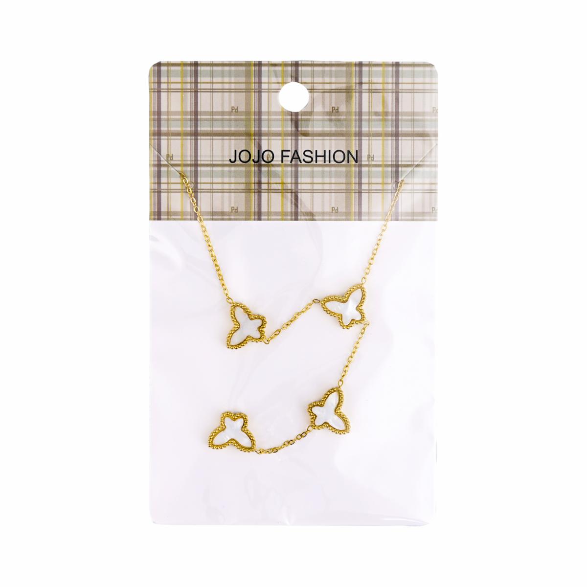 Collar Para Dama Dijes Mariposa Nácar JOJO FASHION Dorado