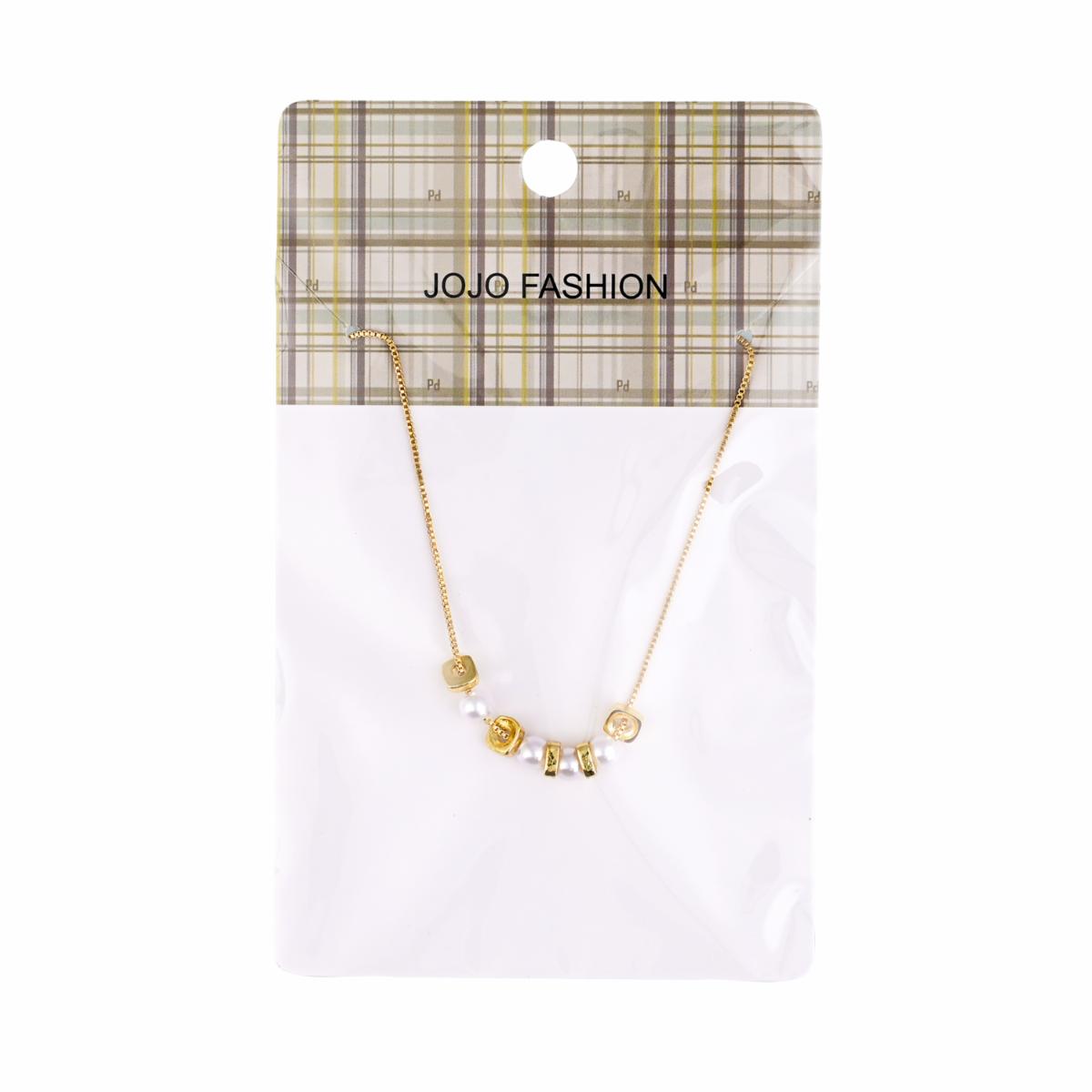 Collar Para Dama Perlas Y Botones JOJO FASHION Dorado