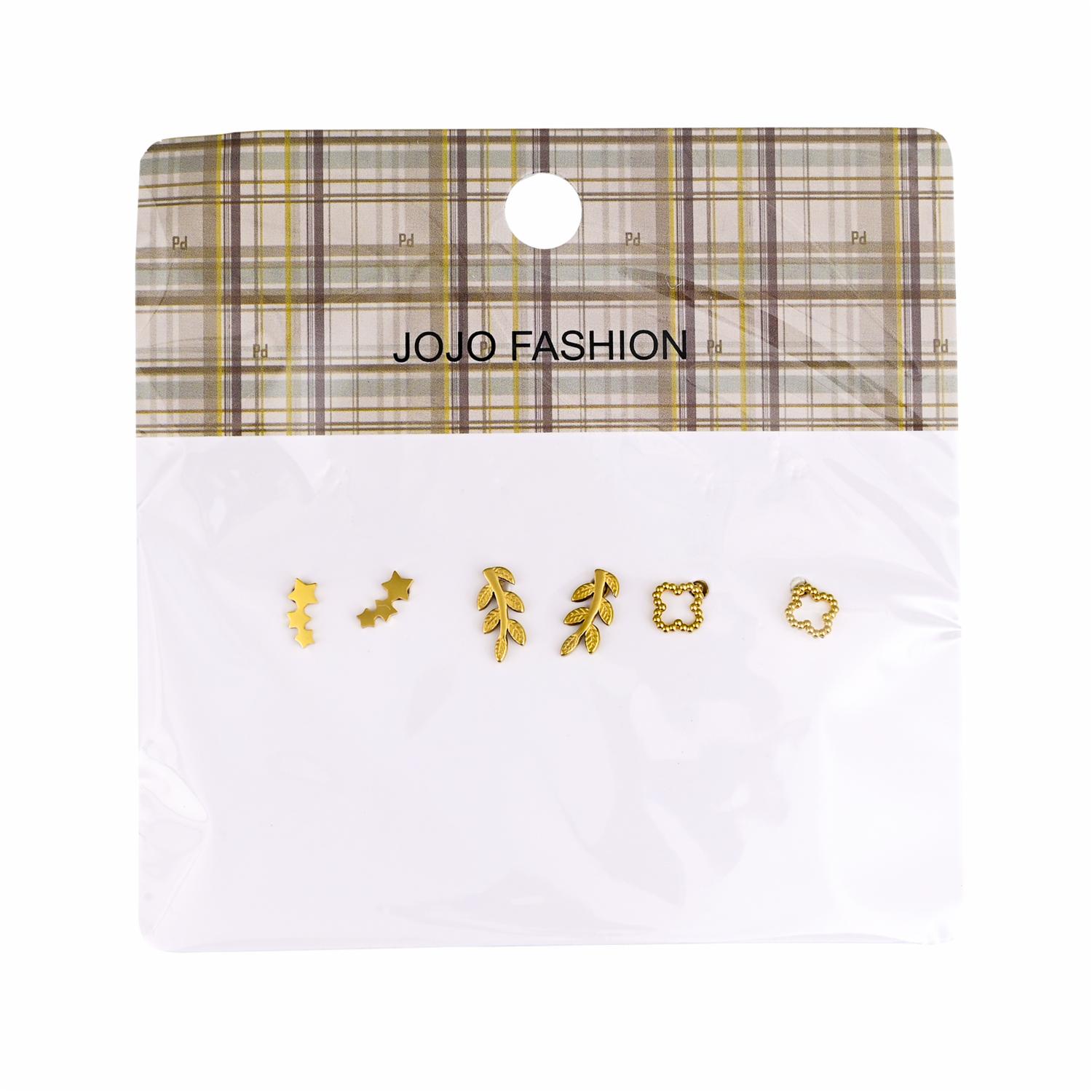 Juego De Aretes Flores Ramas y Estrellas JOJO FASHION 3 Pares