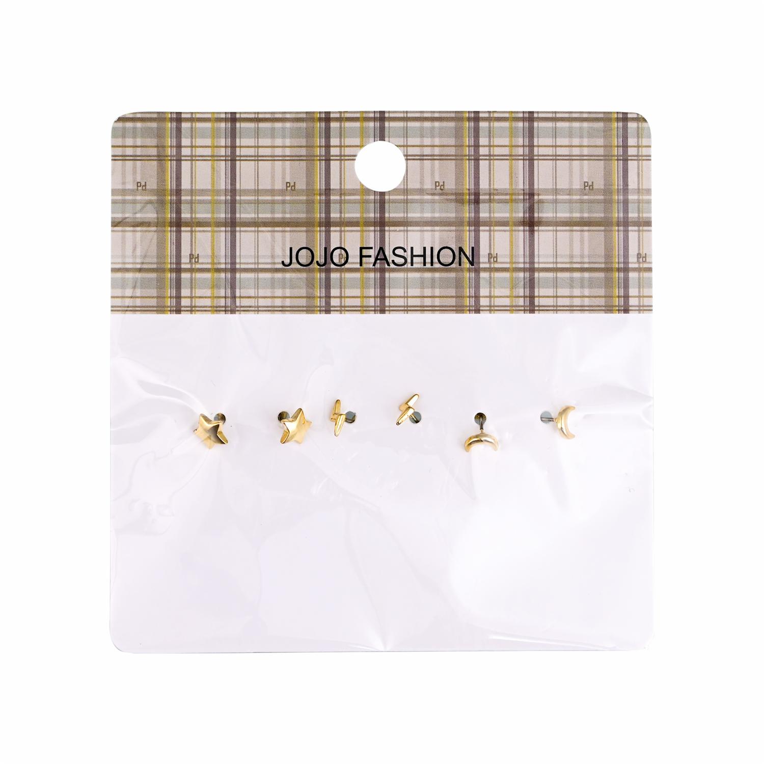 Juego De Aretes Estrellas Rayos Y Lunas JOJO FASHION 3 Pares