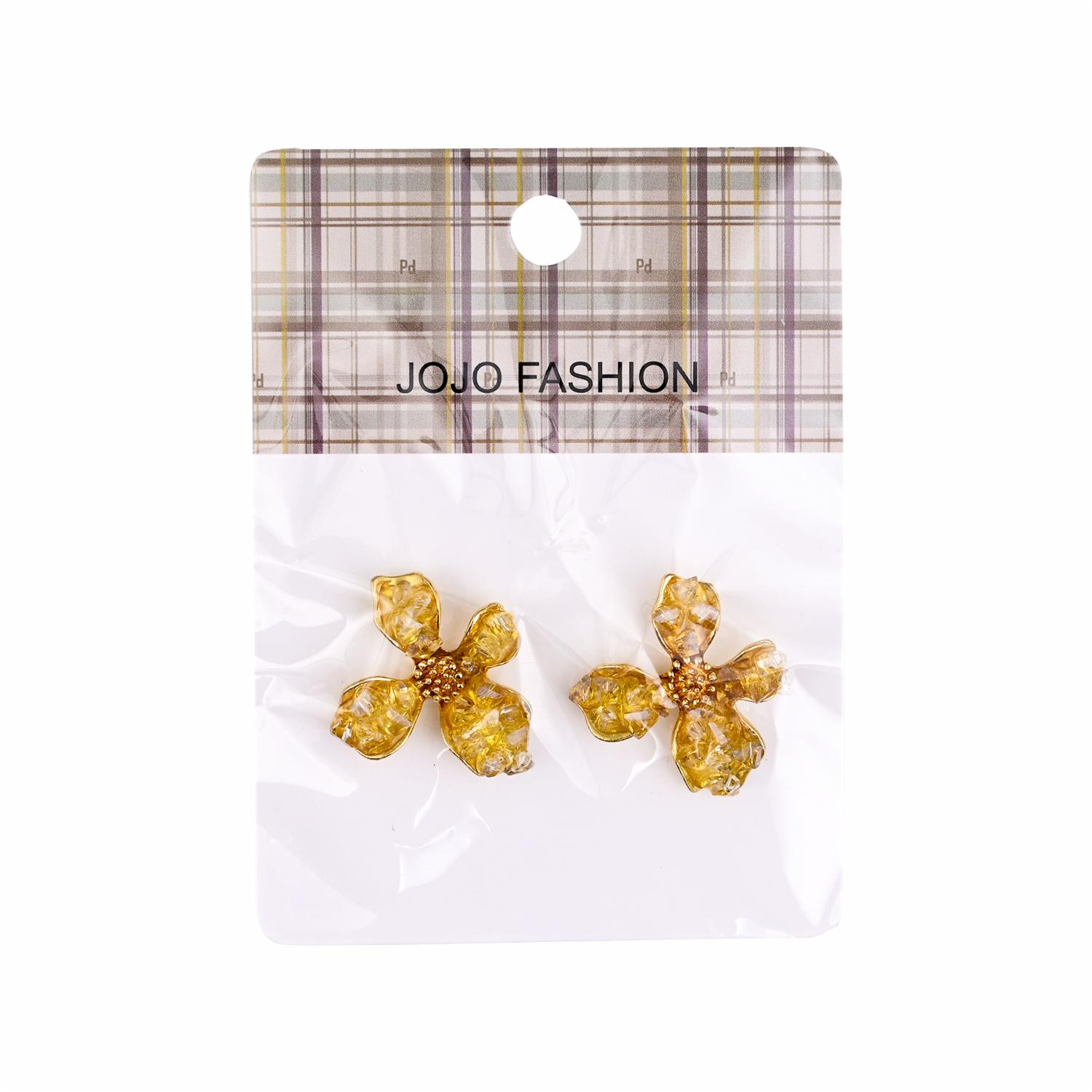 Aretes Para Dama Diseño Flor Con Cristales JOJO FASHION Dorado