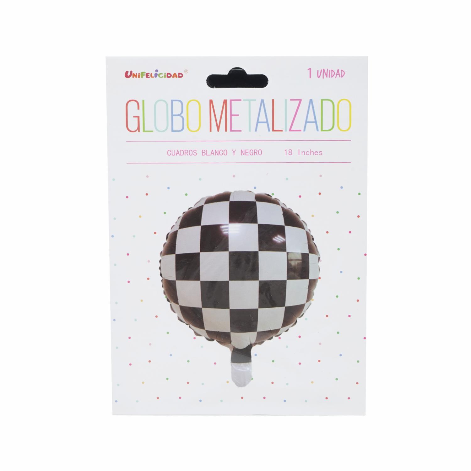 Globo Cuadros Blanco Negro UNIFELICIDAD 18 Pulgadas