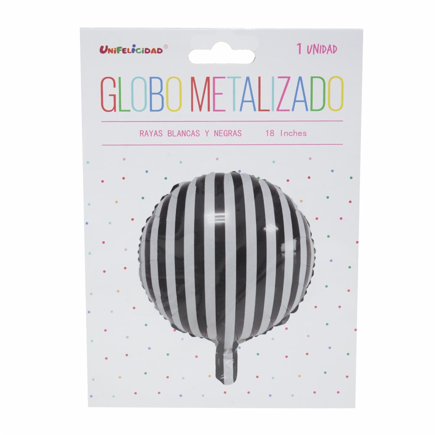 Globo Rayas Blanco Negro UNIFELICIDAD 18 Pulgadas