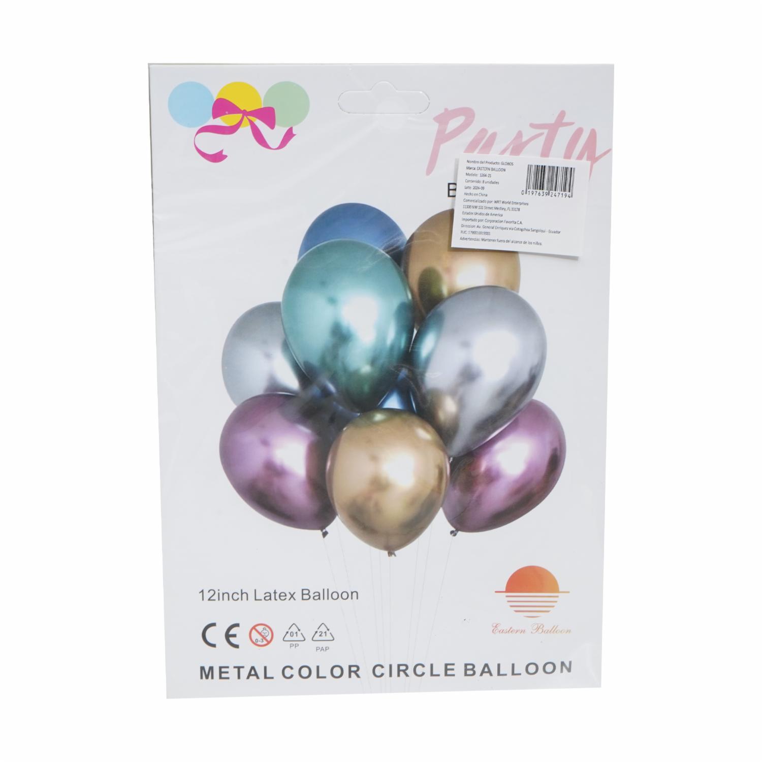 Globo Varios Colores Metalizados N.12 EASTERN BALLOON X 8 Uds