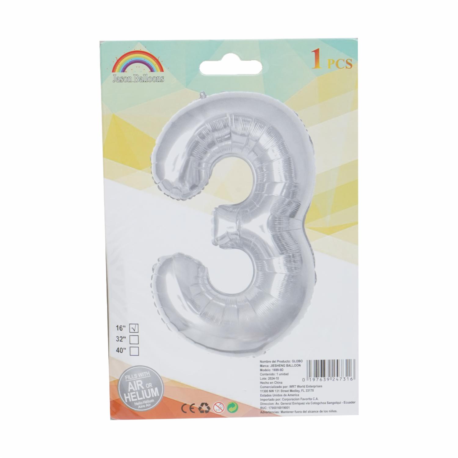 Globo Plateado JASON BALLOONS N°3
