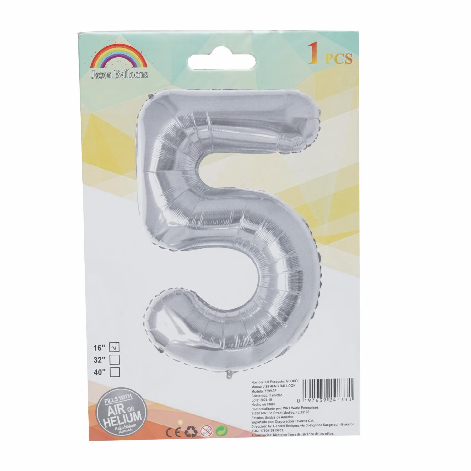 Globo Plateado JASON BALLOONS N°5
