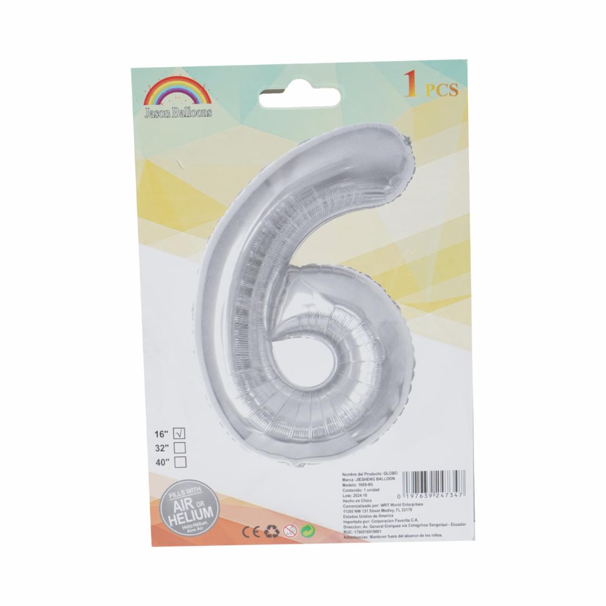 Globo Plateado JASON BALLOONS N°6
