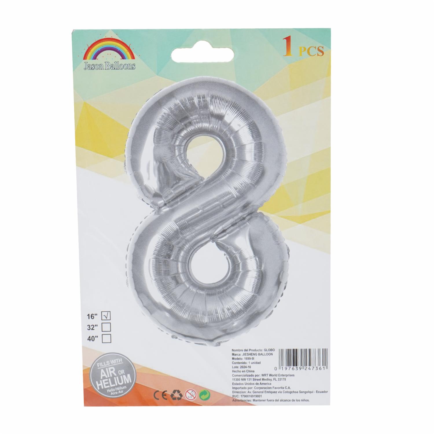 Globo Plateado JASON BALLOONS N°8