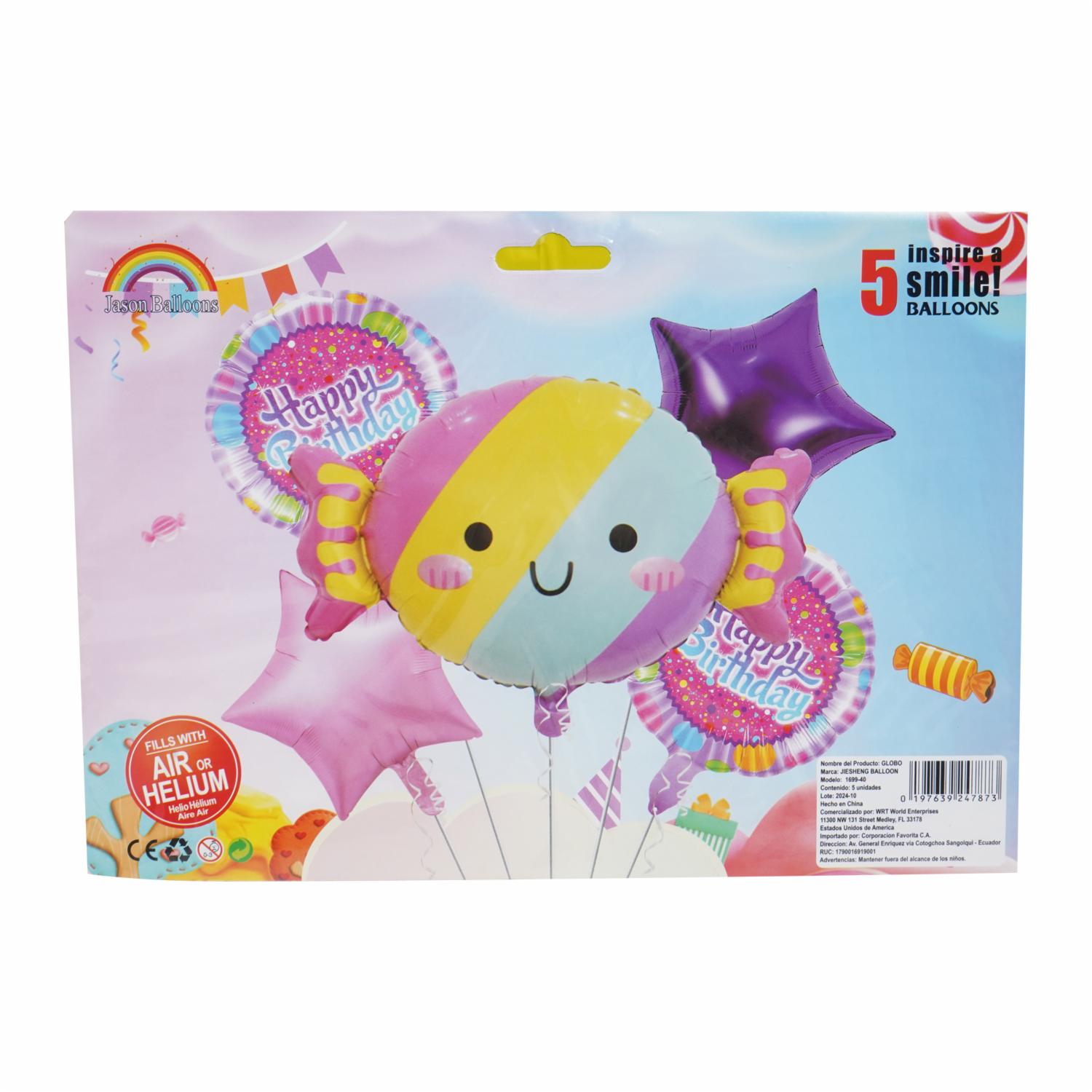 Globo Fiesta JASON BALLOONS X 5 Uds