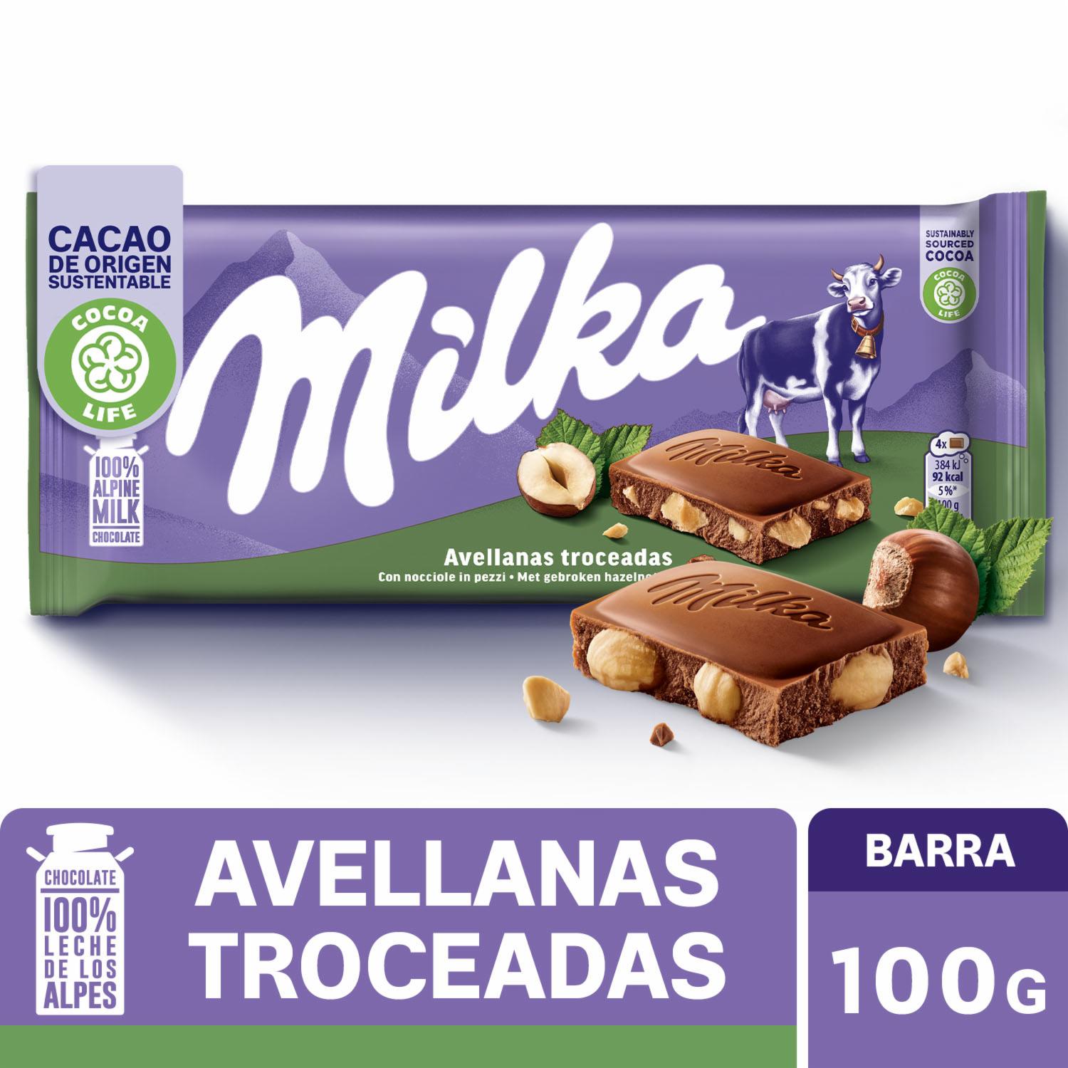 Chocolate Relleno con Avellanas Troceadas MILKA 100 G
