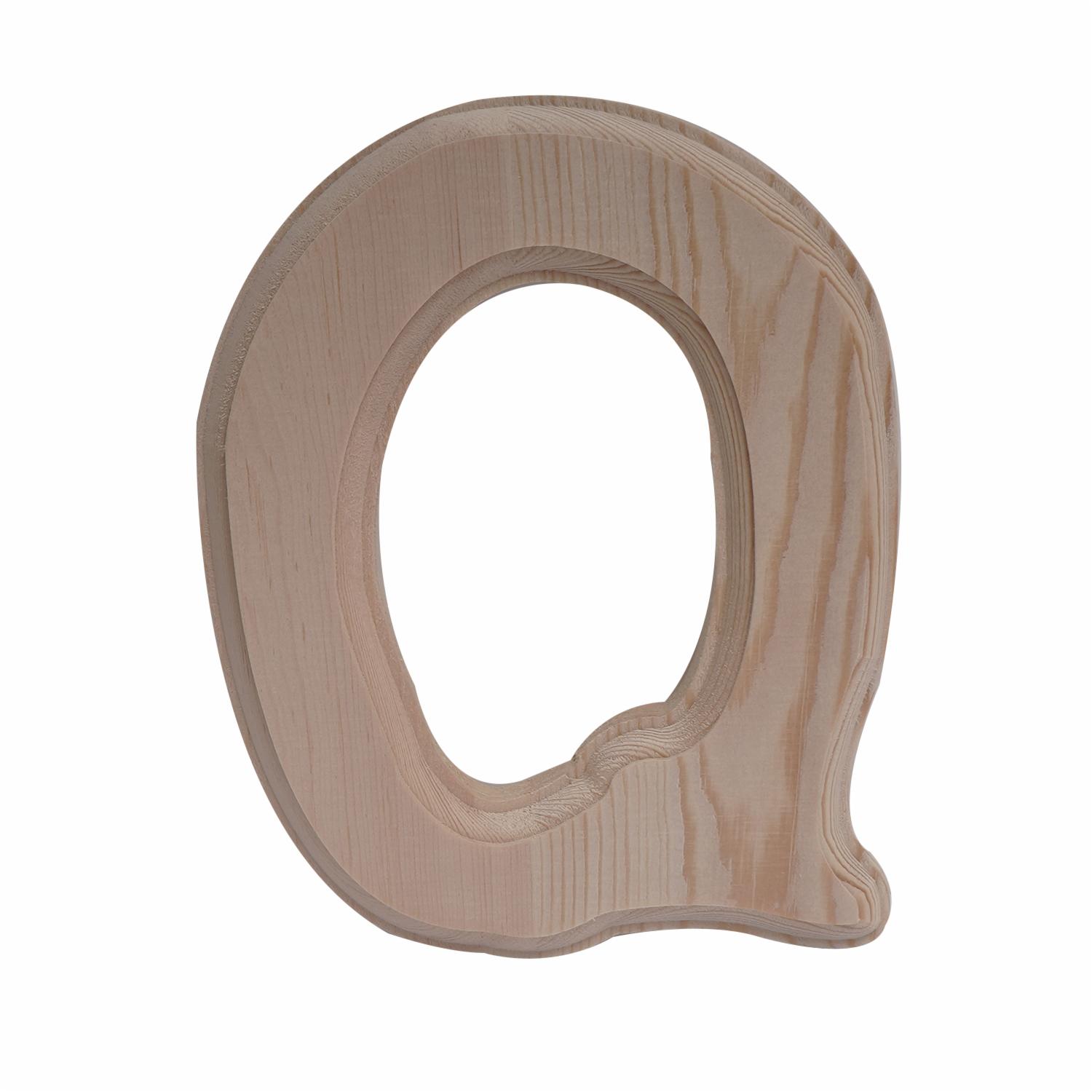Letra Q De Madera Natural LPS 6″