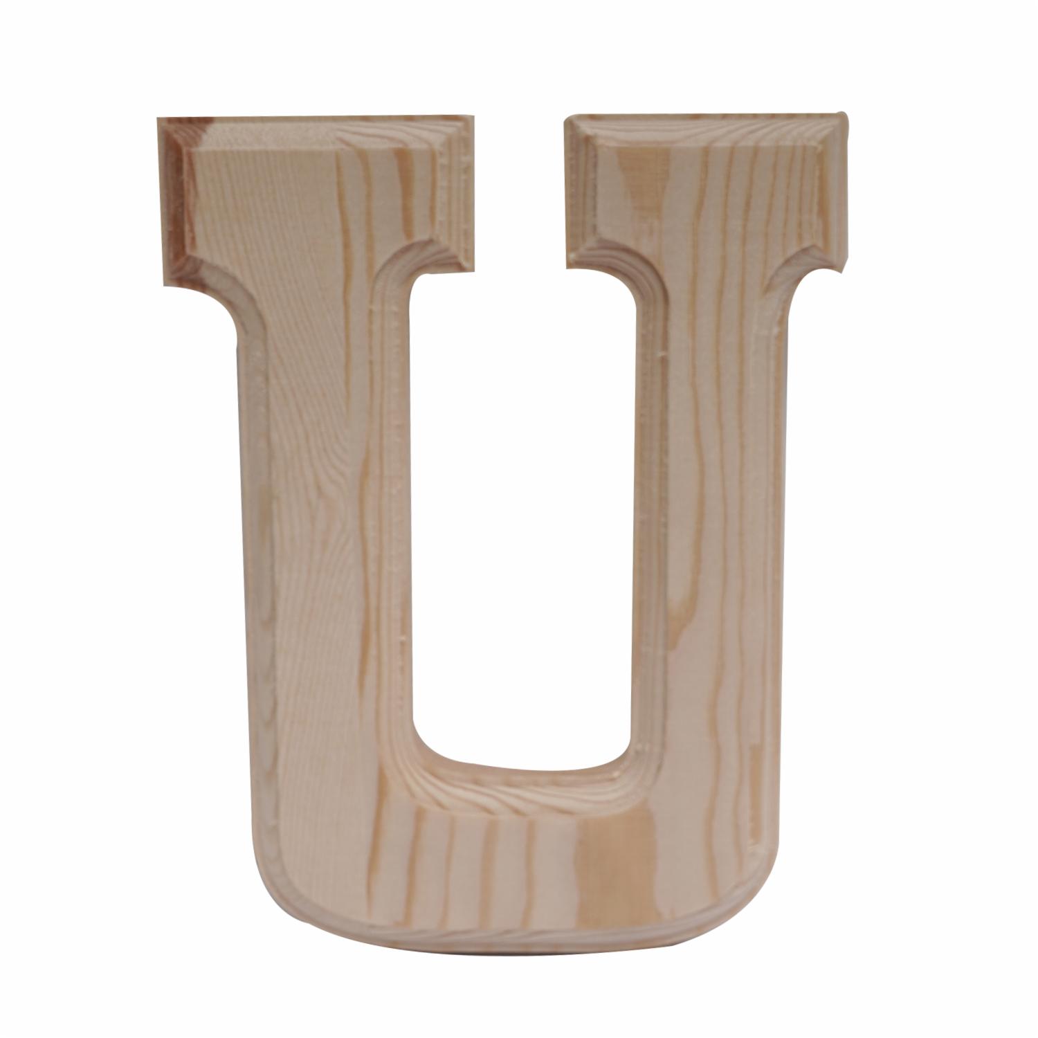 Letra U De Madera Natural LPS 6″