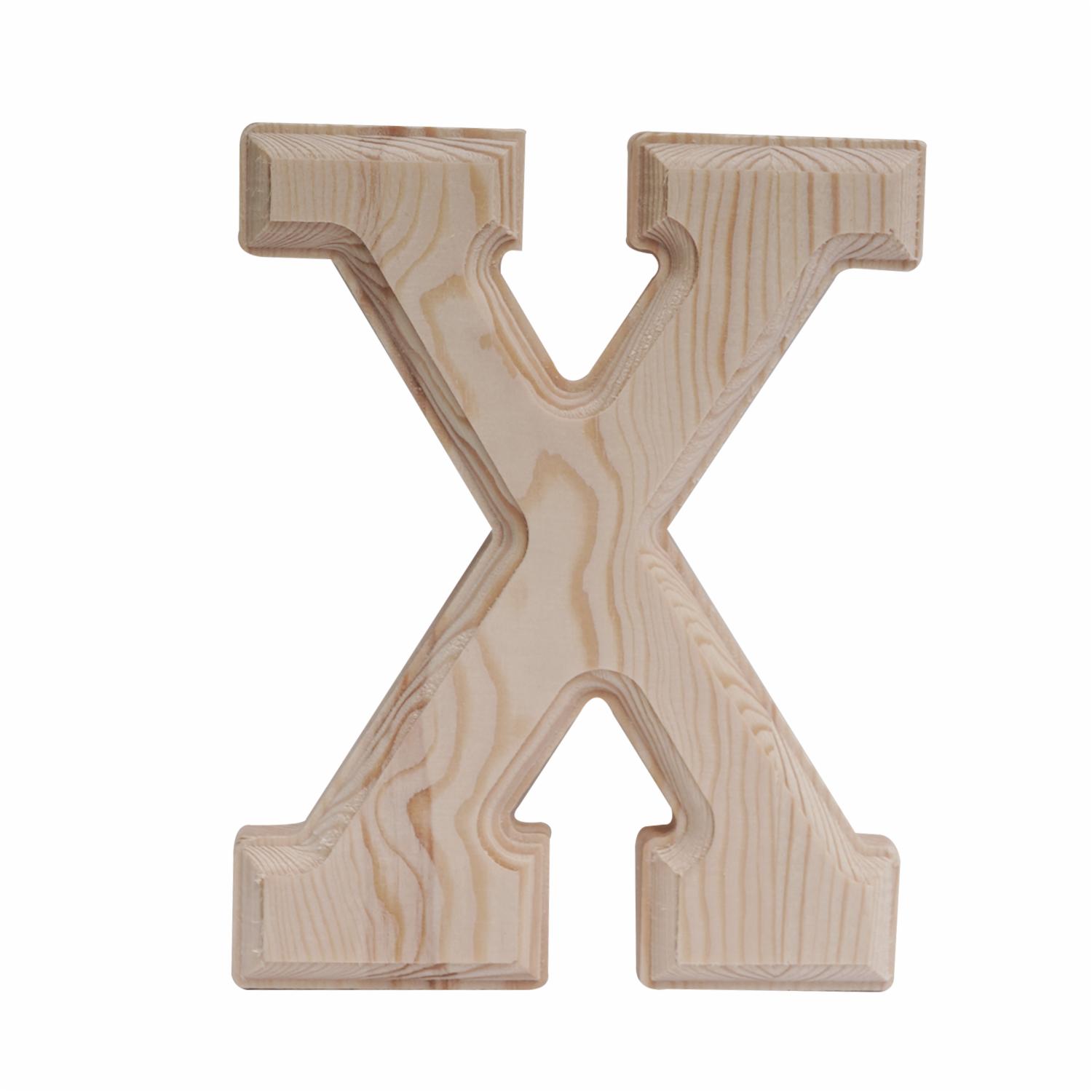 Letra X De Madera Natural LPS 6″