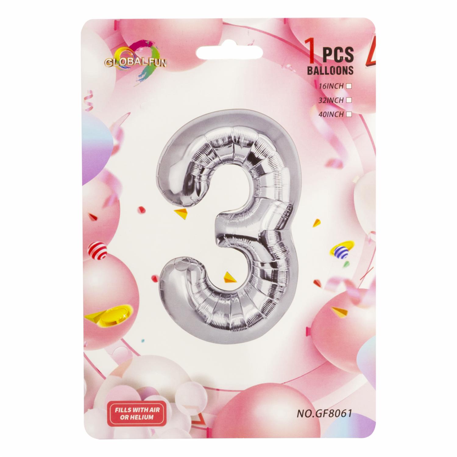 Globo Aluminio Plata N3 16″ IMPORTADORA CUMPLEAÑOS Funda