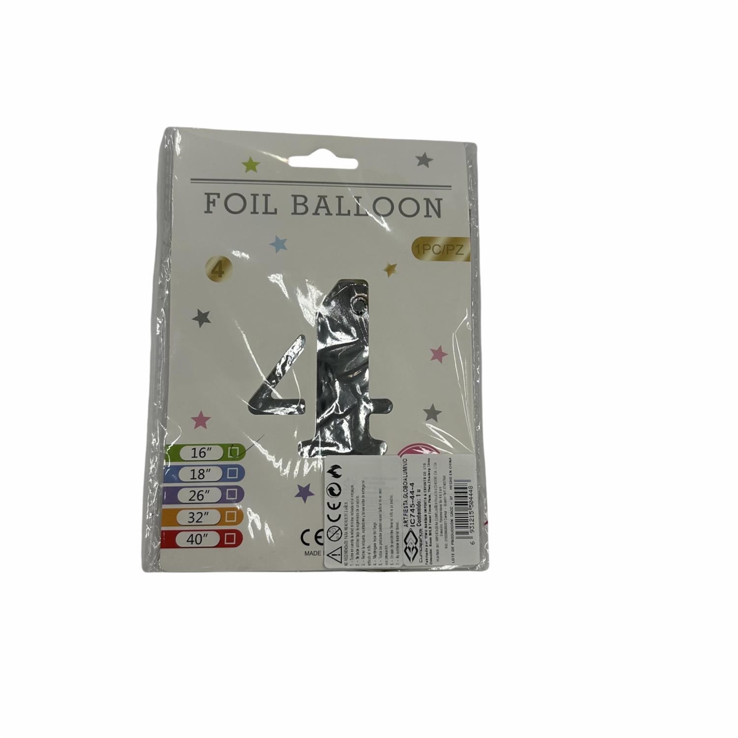 Globo Aluminio Plata N4 IMPORTADORA CUMPLEAÑOS 16″