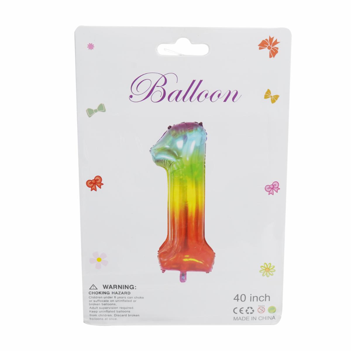 Globo Metálico Multicolor Nro. 1 IMPORTADORA CUMPLEAÑOS 16″