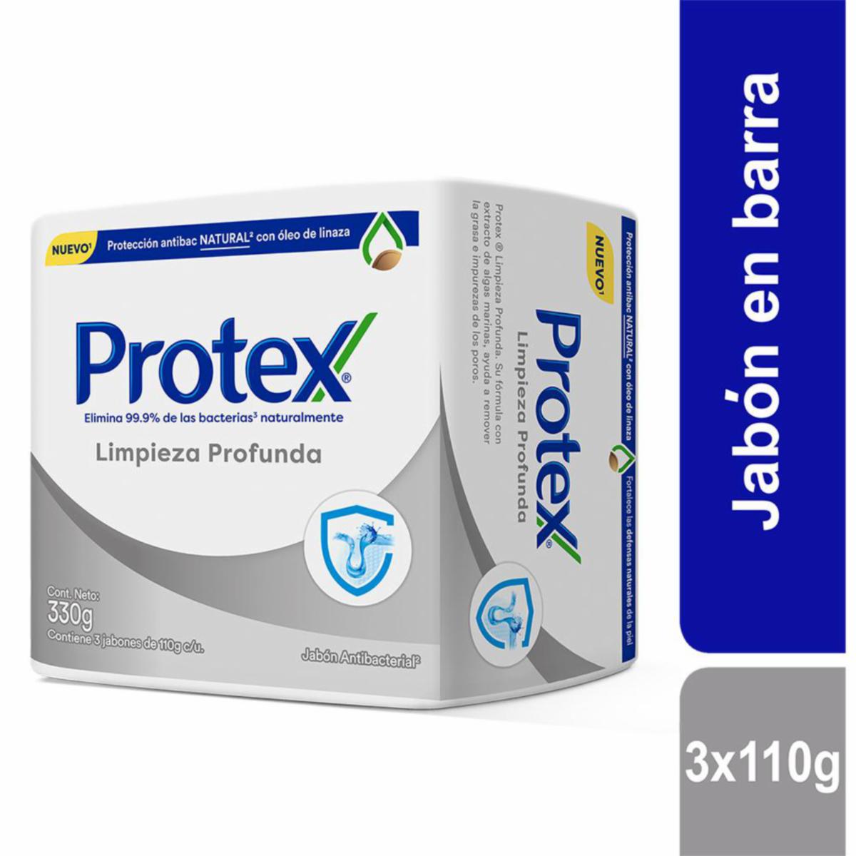 Jabón En Barra Limpieza Profunda Antibacterial PROTEX 3×110 G