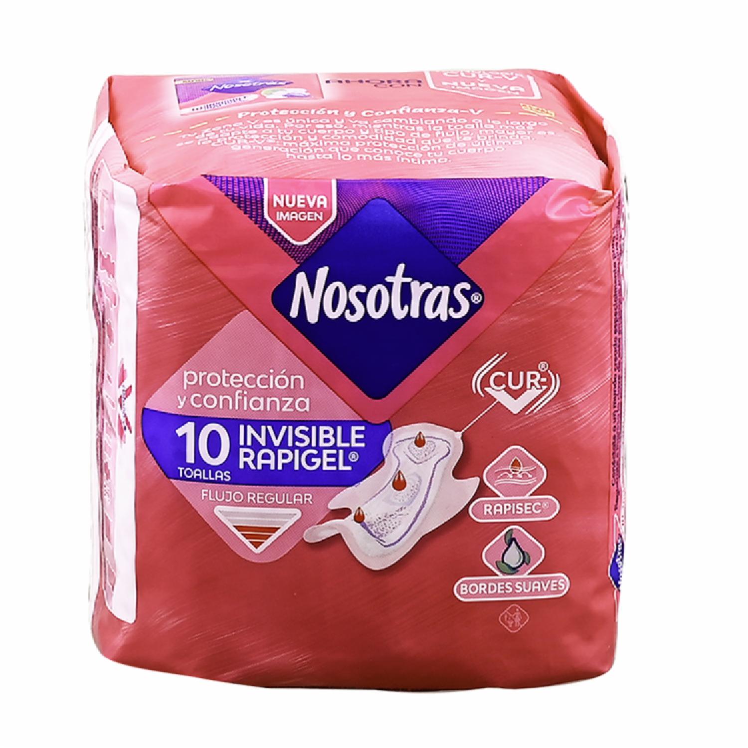 Tollas Sanitarias Invisible Rapigel Aloe NOSOTRAS X 10 Uds