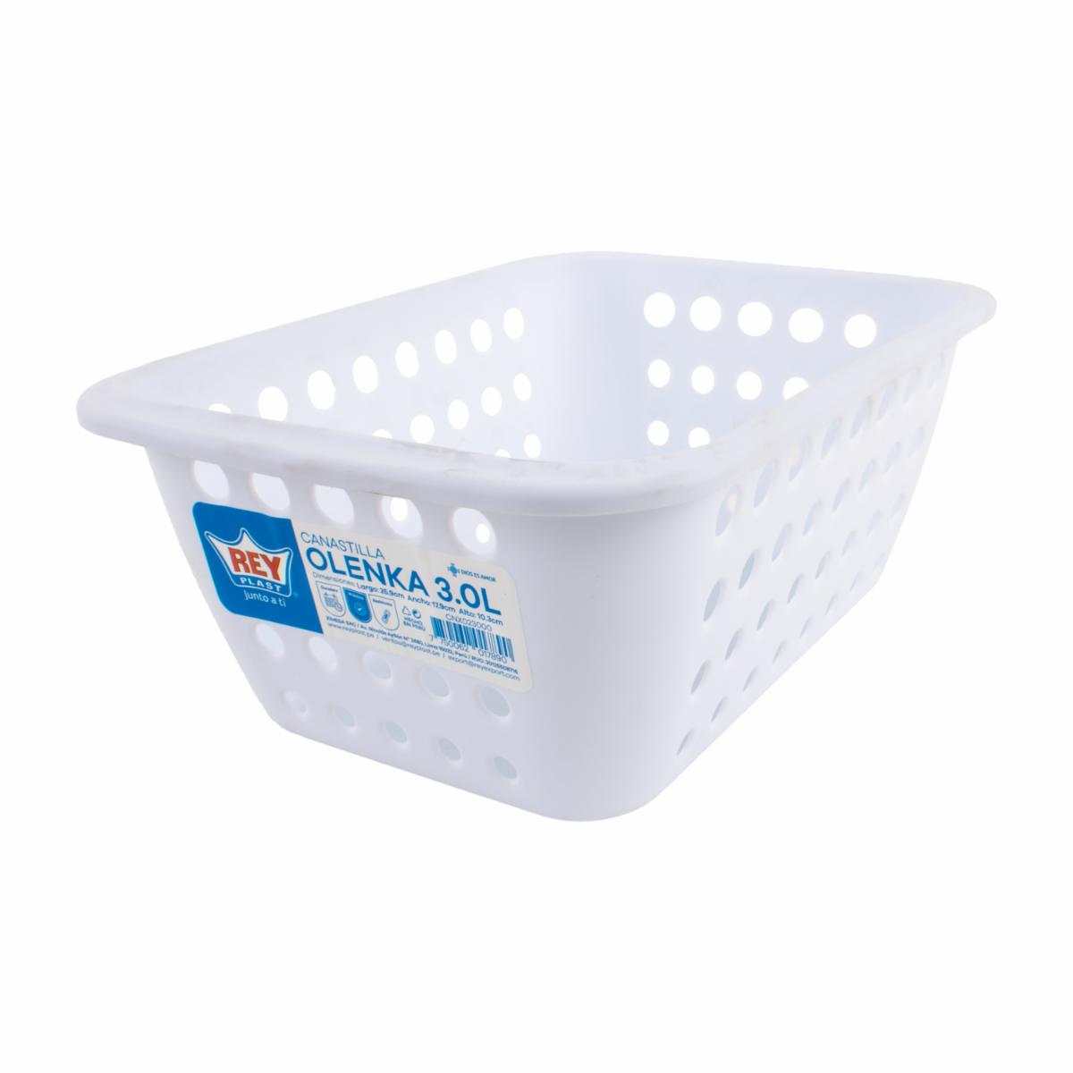 Canastilla Para Lavanderia Diseño Olenka Blanca REY 3.0 Litros