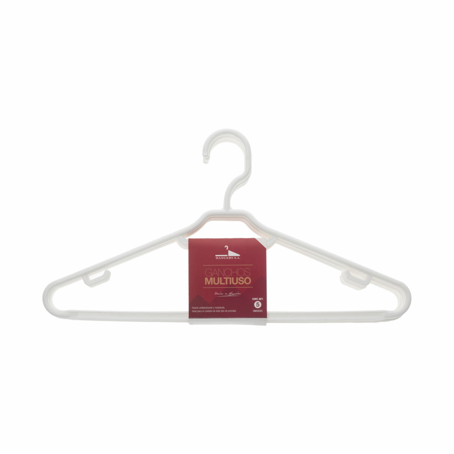 Armador Para Ropa Plástico Color Blanco HANGERS S.A. X 5 Uds