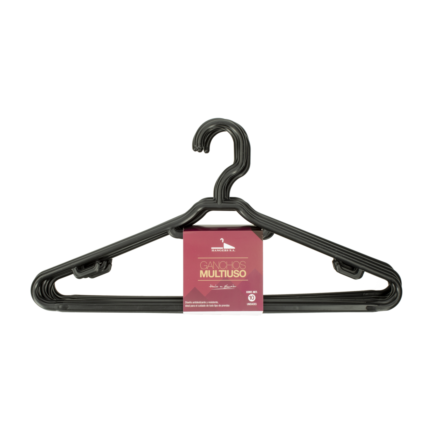 Armador Para Ropa Plástico Color Negro HANGERS S.A. X 10 Uds