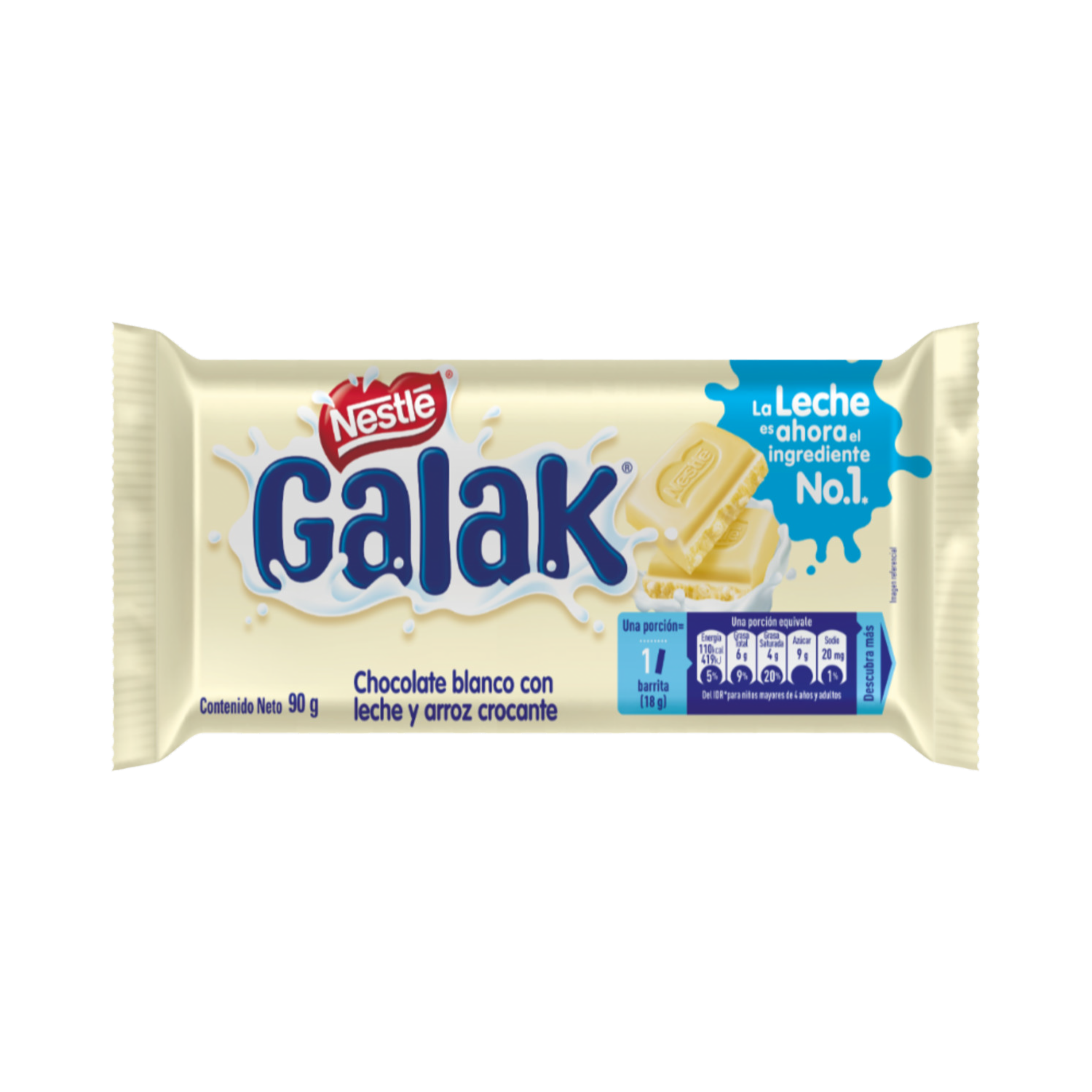 Chocolate En Barra Blanco Con Leche Y Arroz Crocante GALAK 90 G