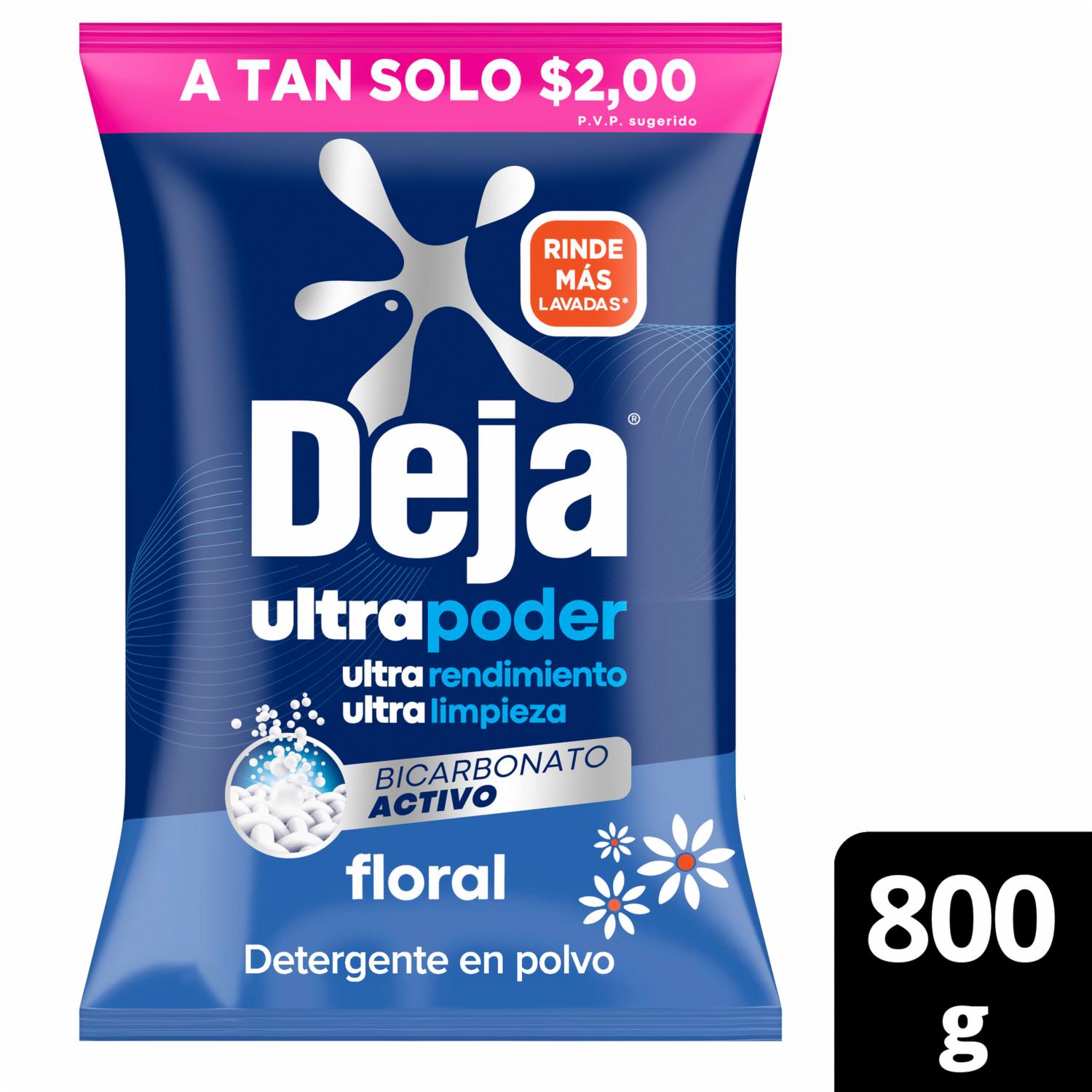 Detergente En Polvo Floral Con Bicarbonato DEJA 800 G