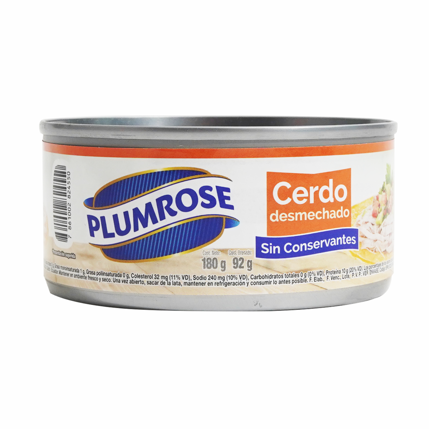 Cerdo Desmechado En Agua Enlatado PLUMROSE 180G