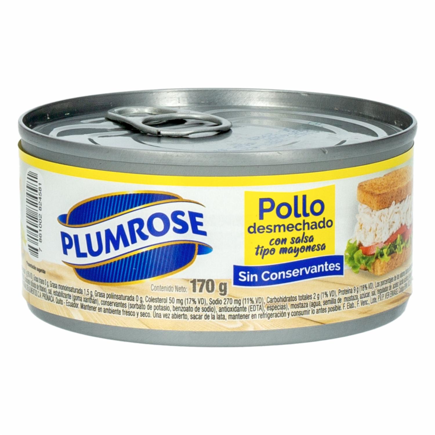 Pollo Desmechado Con Mayonesa Enlatado PLUMROSE 170G
