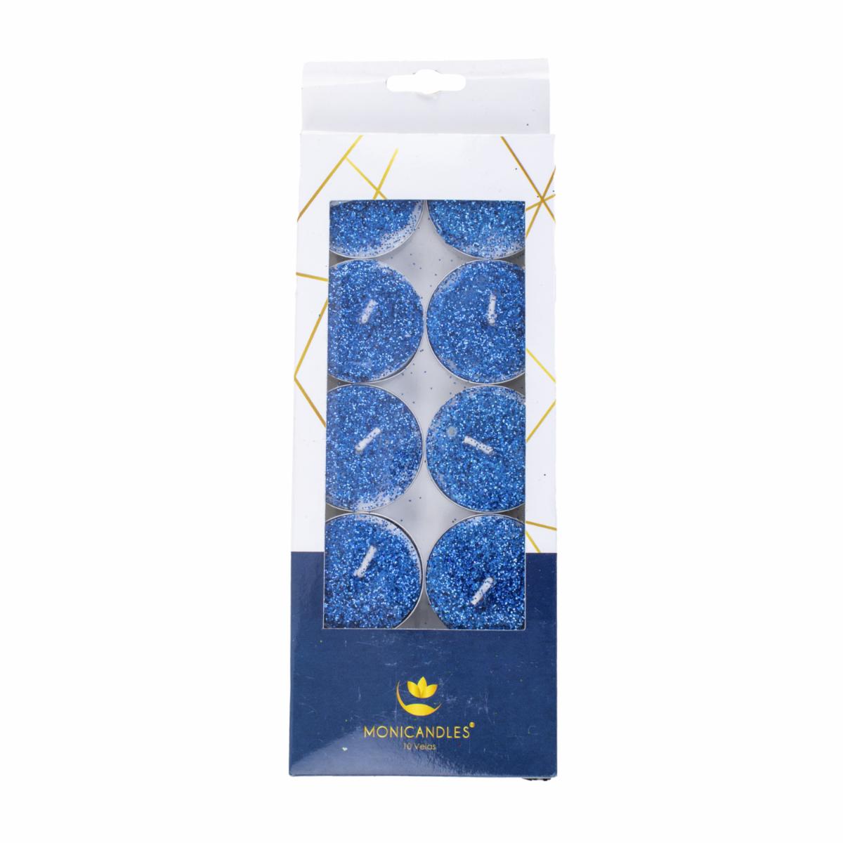 Vela Tealight Escarchada Color Azul MONICANDLES Unidad