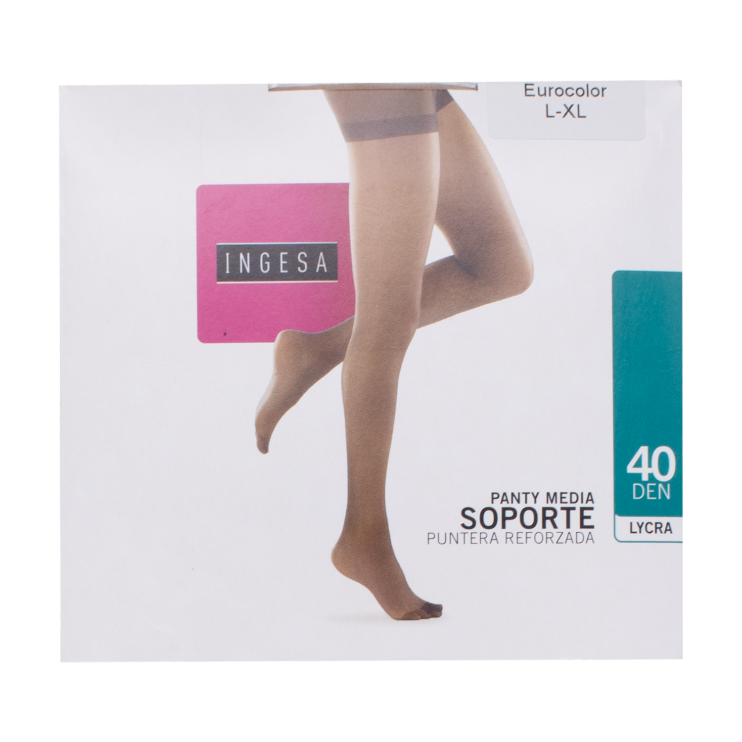Panty Media Lycra Soporte Negras 40 Den INGESA