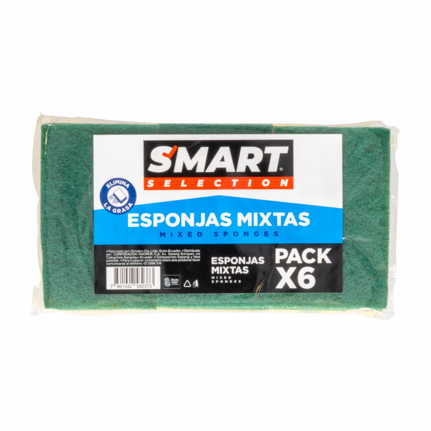 Esponja Multiusos Mixta Elimina La Grasa SMART SELECTION X 6 Uds