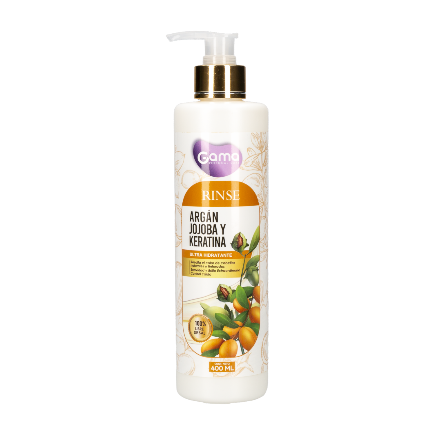 Rinse Para Cabello Ultra Hidratante Con Argán Jojoba y Keratina GAMA 400 Ml