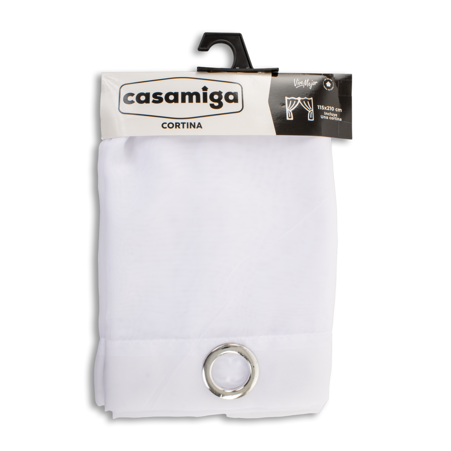 Cortina De Área Modelo Velo Argolla Blanca CASAMIGA 210 X 115 Cm