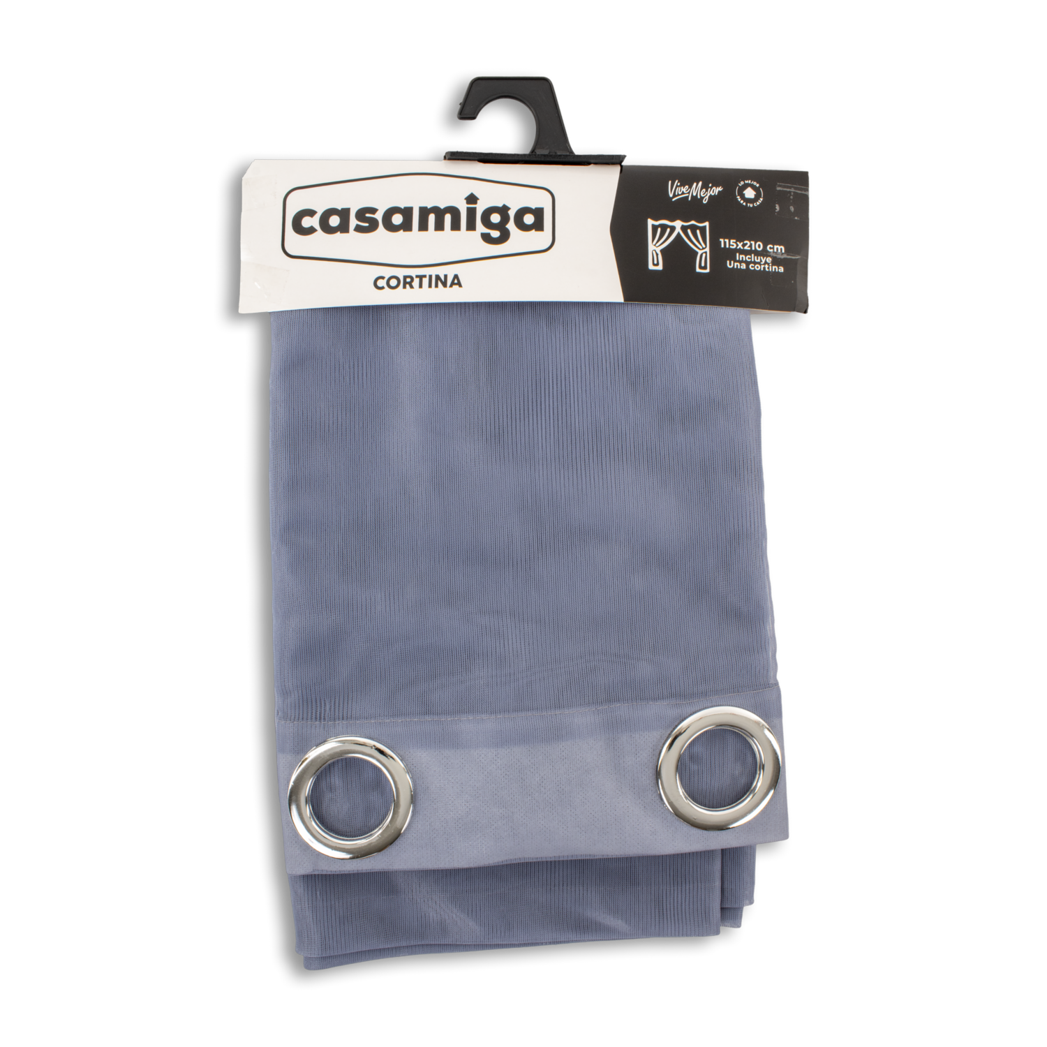 Cortina De Área Modelo Velo Argolla Gris CASAMIGA 210 X 115 Cm