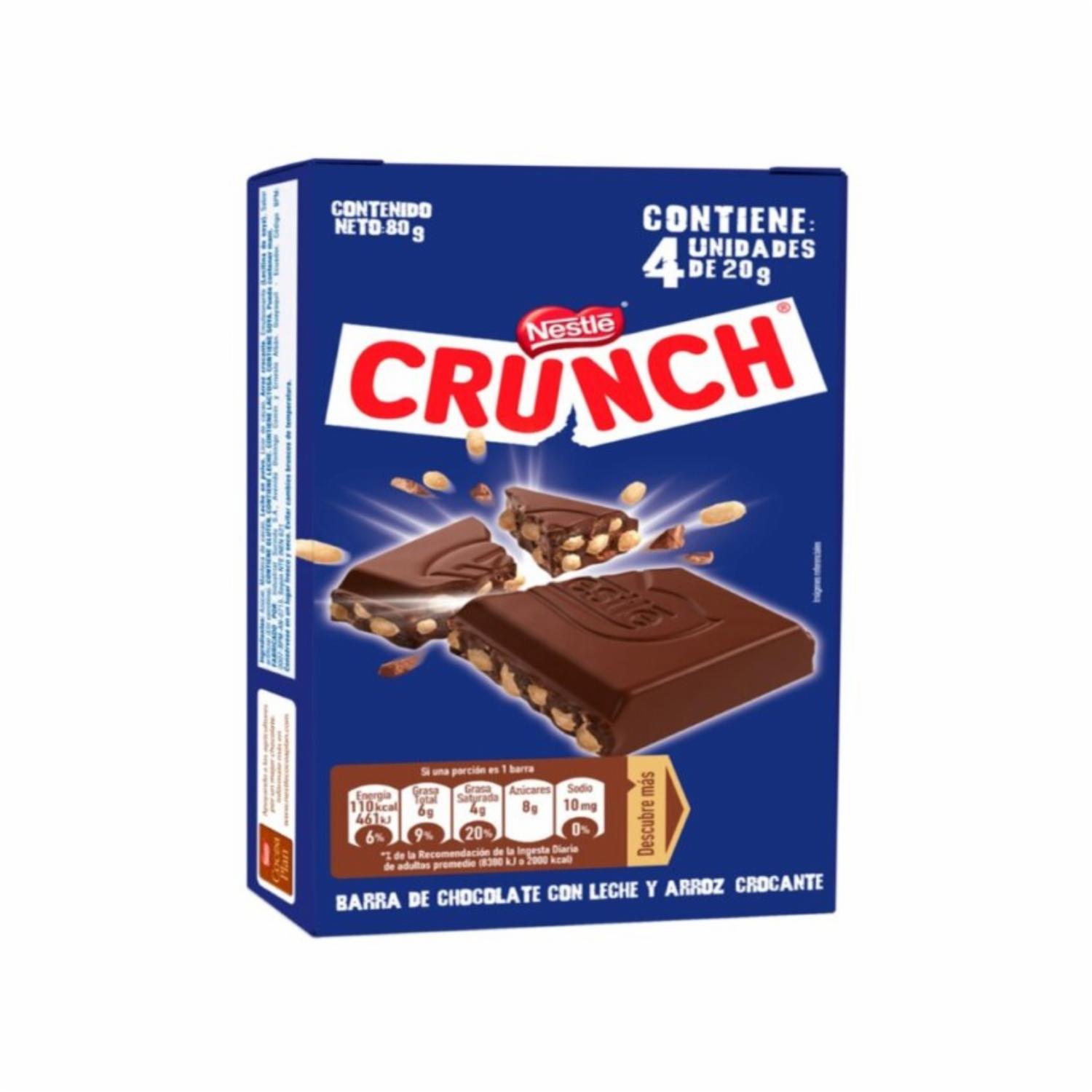 Chocolate En Barra Con Leche Y Arroz Crocante CRUNCH Pack 4 X 20 G