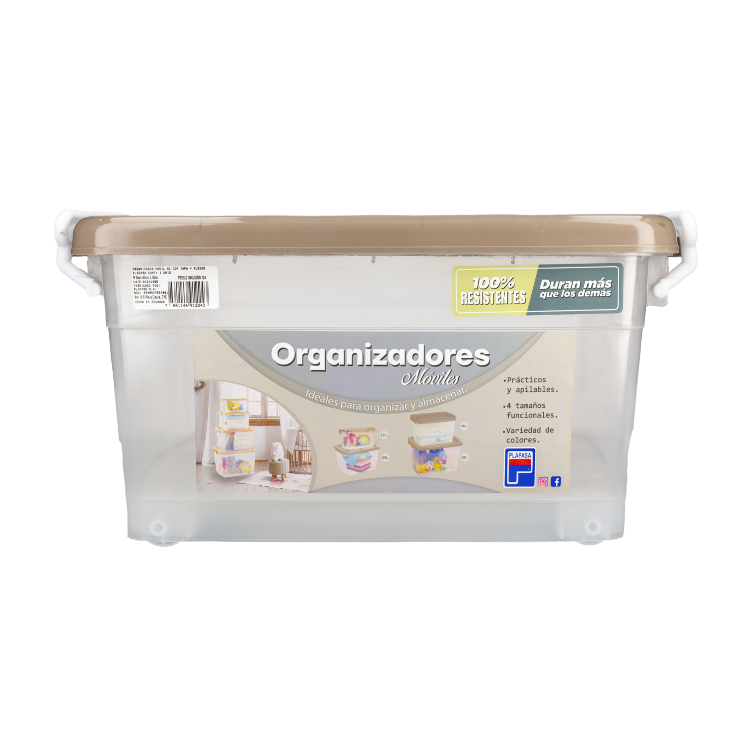 Organizador Móvil N1 Con Tapa Y Ruedas PLAPASA 20 X 29 X 40,5 Cm