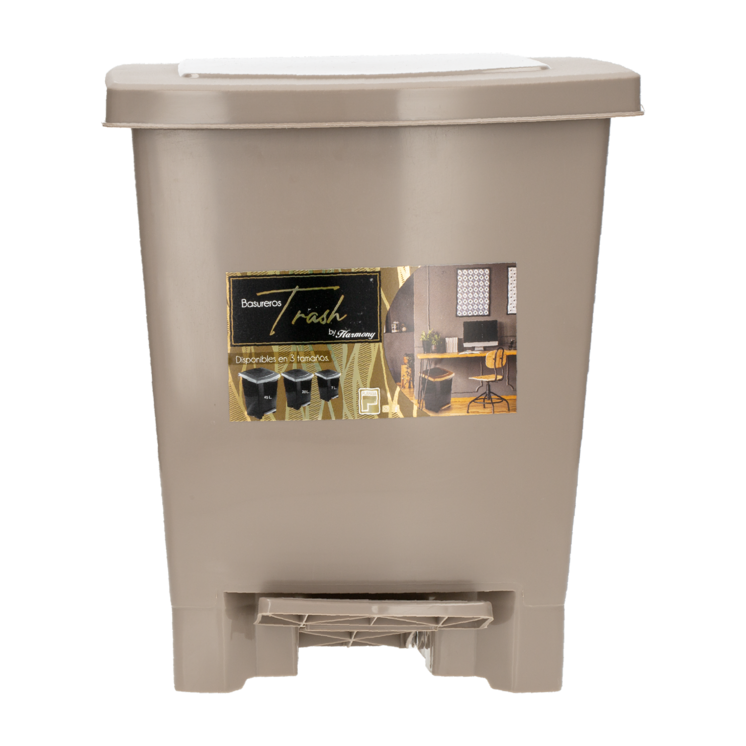 Basurero Con Pedal Trash Taupe PLAPASA 7 L
