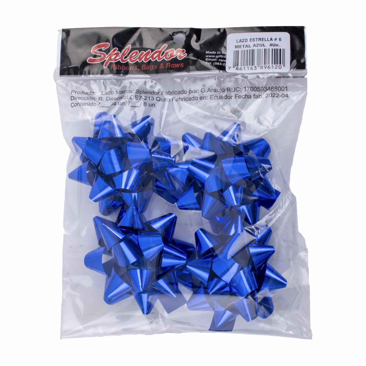 Lazo Estrella No. 6 Metal Azul SPLENDOR X 4 Uds