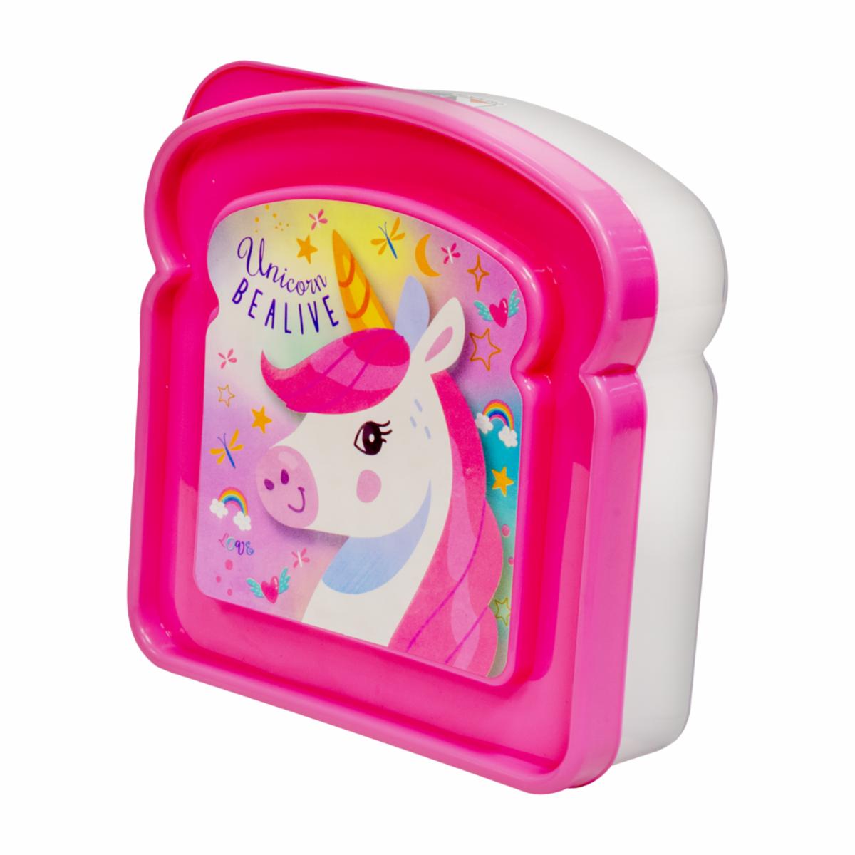 Recipiente Sanduchero Unicornio Rosado CASA PICA 13 X 13 Cm
