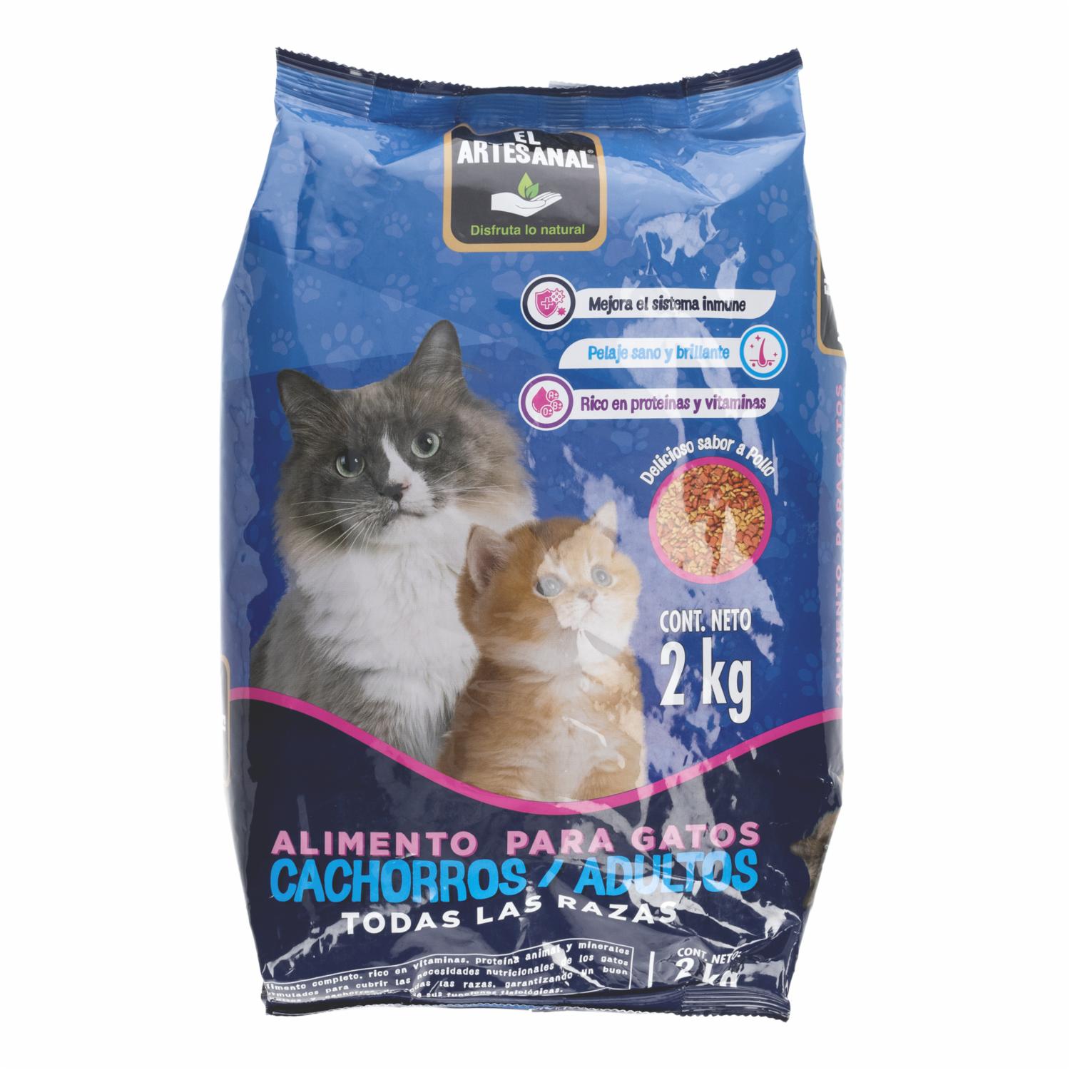 Alimento Para Gatitos Cachorros Y Adultos Todas Las Razas Sabor A Pollo EL ARTESANAL 2 Kg