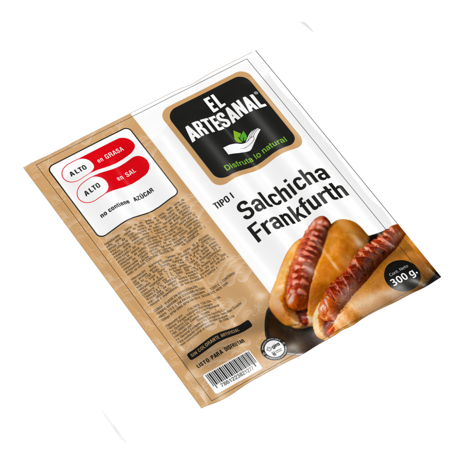 Salchicha Frakfurt Tipo I EL ARTESANAL 300 G