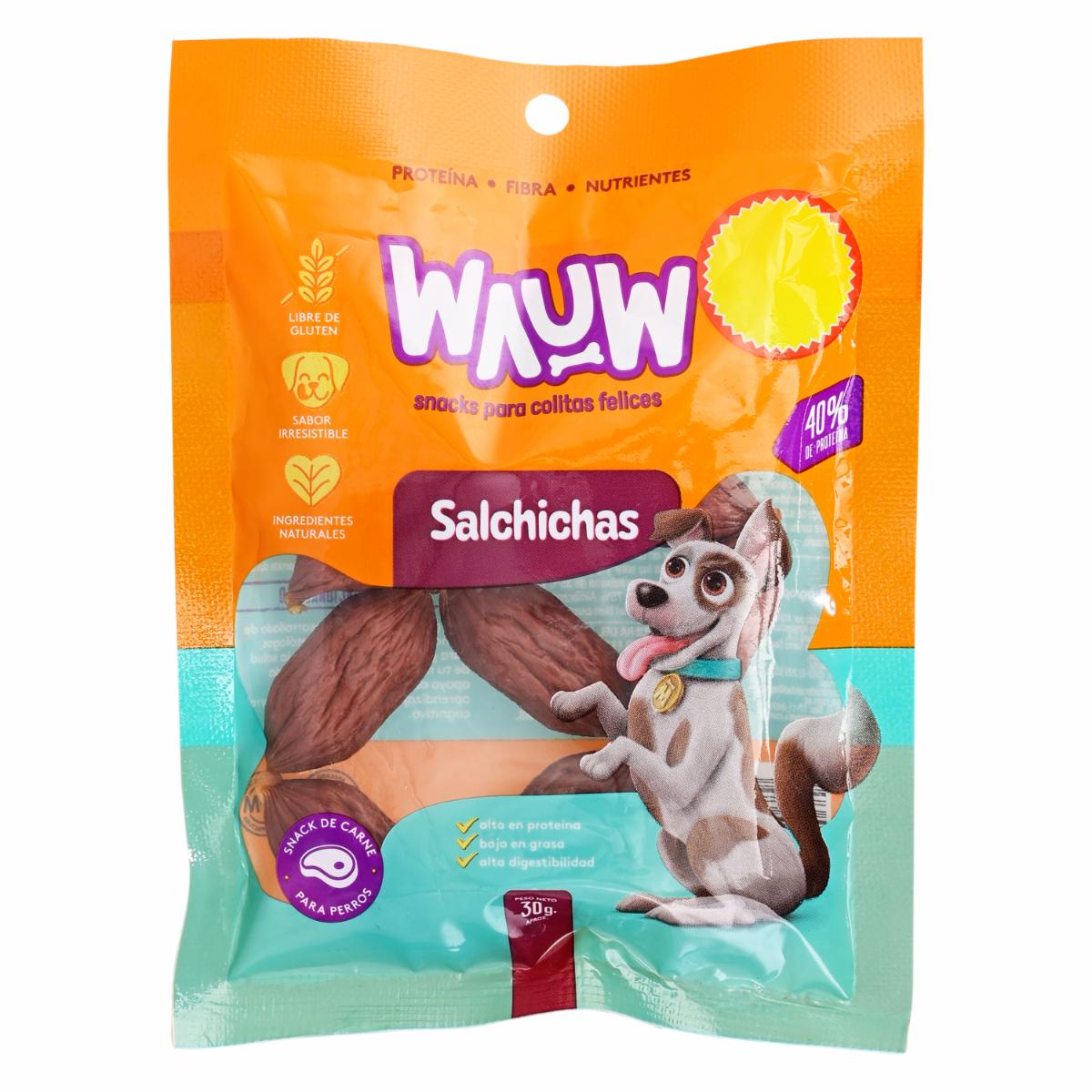 Snack Para Perros Salchichas WAUW 30 G