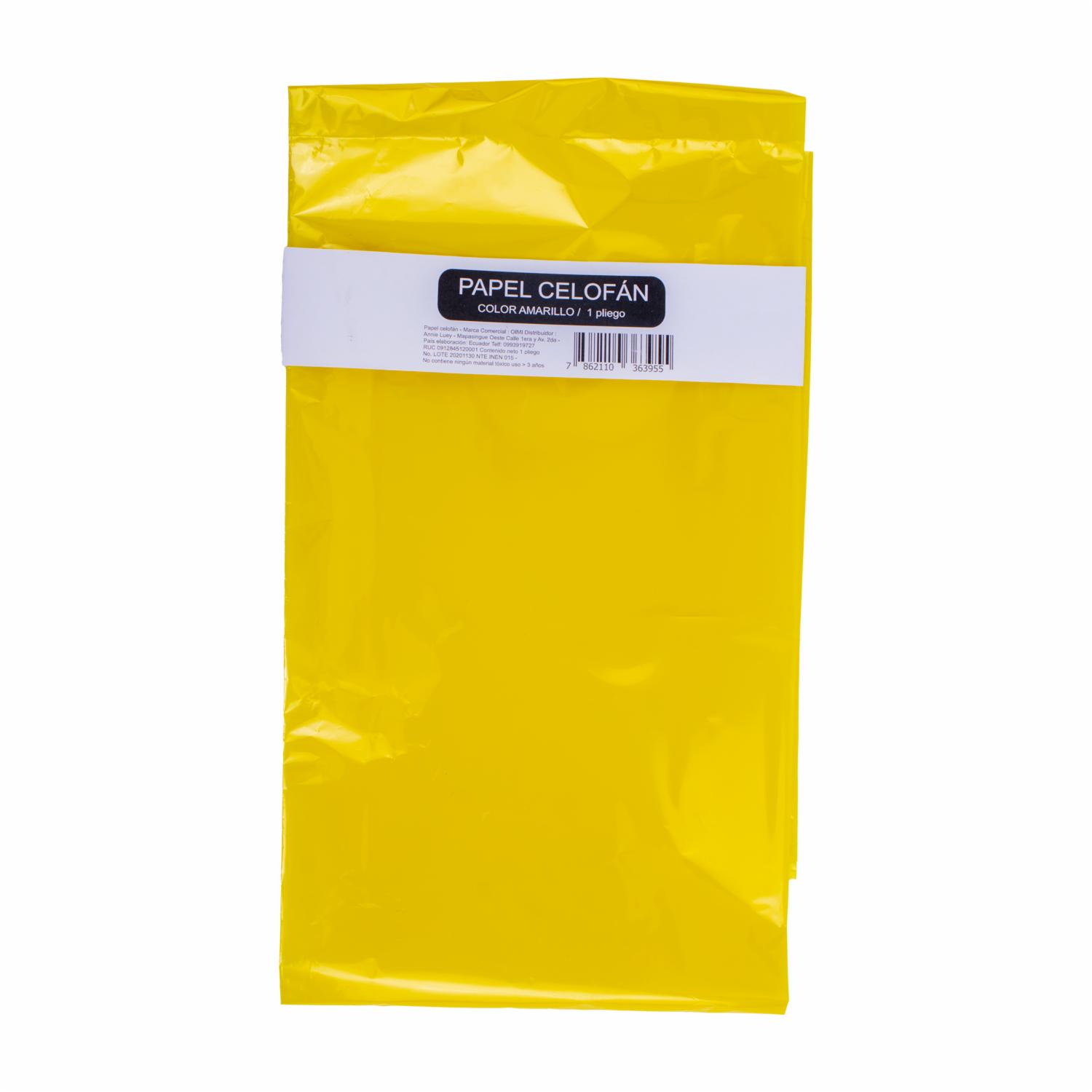 Papel Celofán Color Amarillo OIMI 110X96 Cm