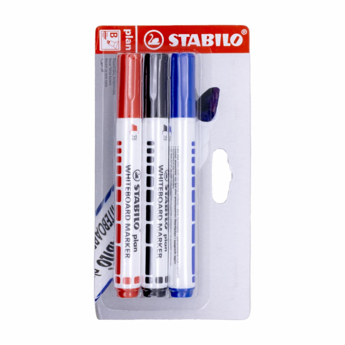 Marcador Para Pizarra Azul Negro Rojo STABILO Ecopack 3 Uds